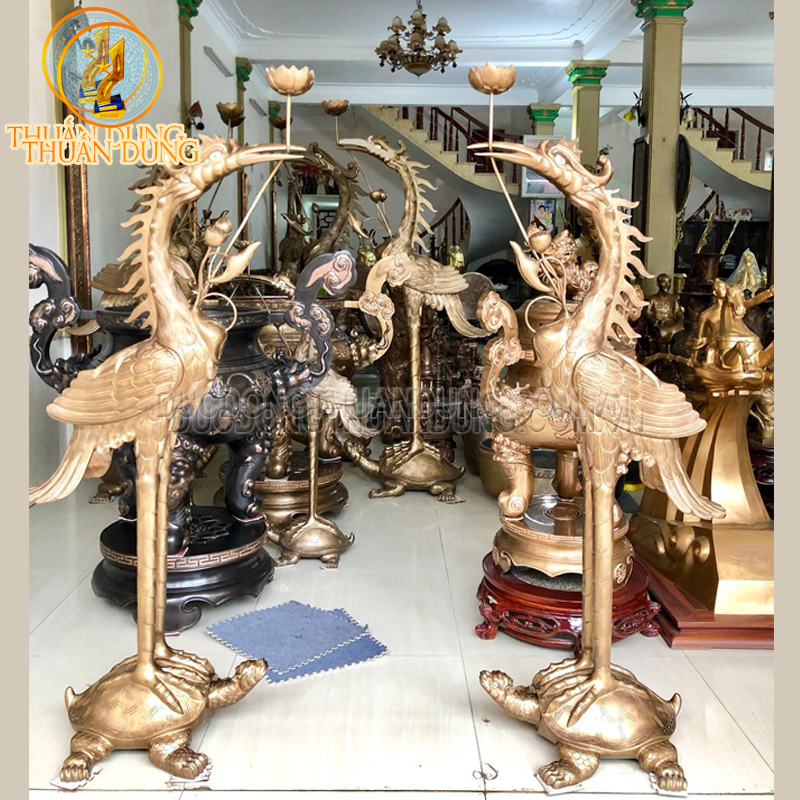 Hạc chầu khảm tam khí cỡ lớn